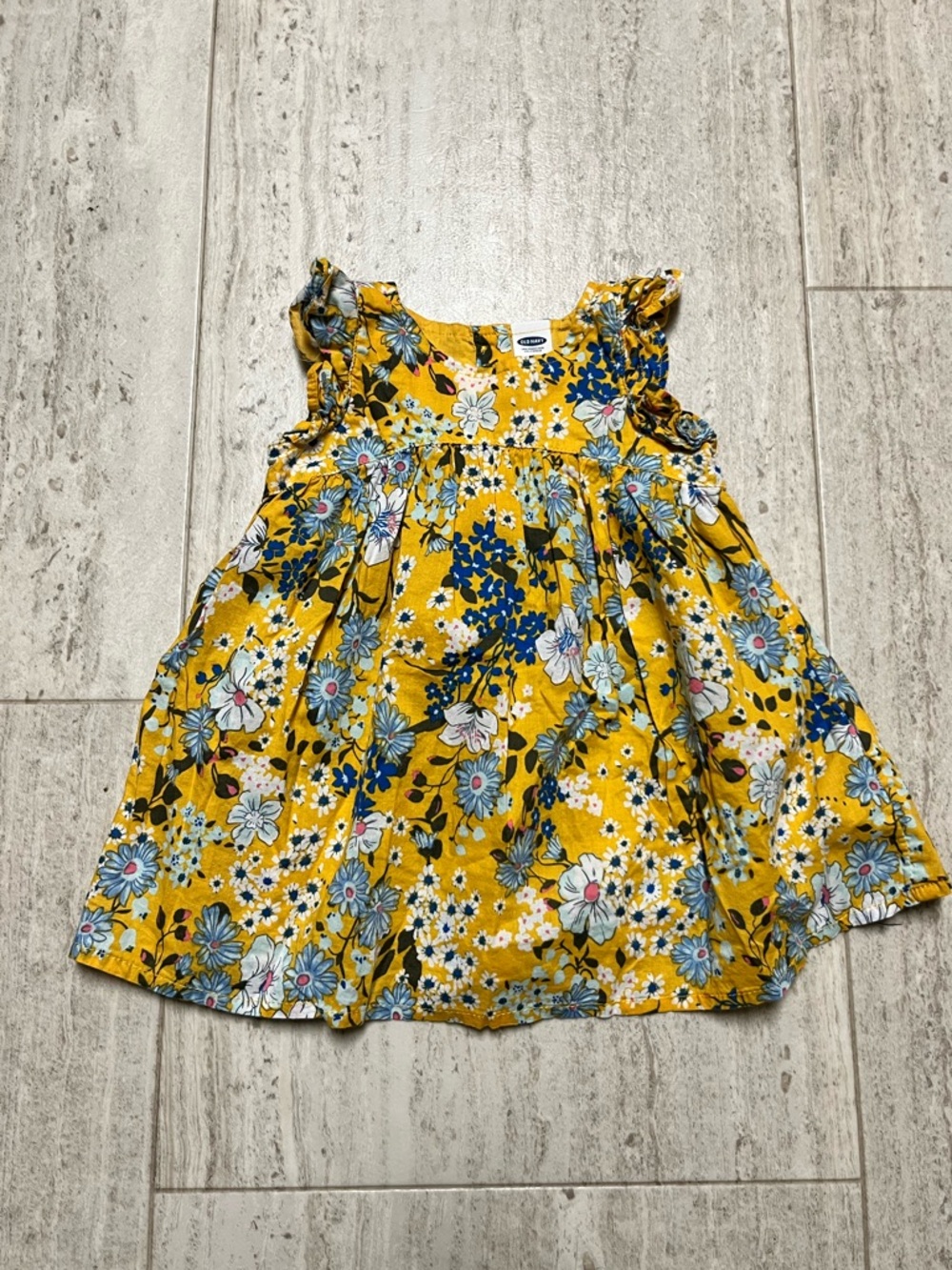 Old Navy Yellow Blue Floral Dress 100% Cotton